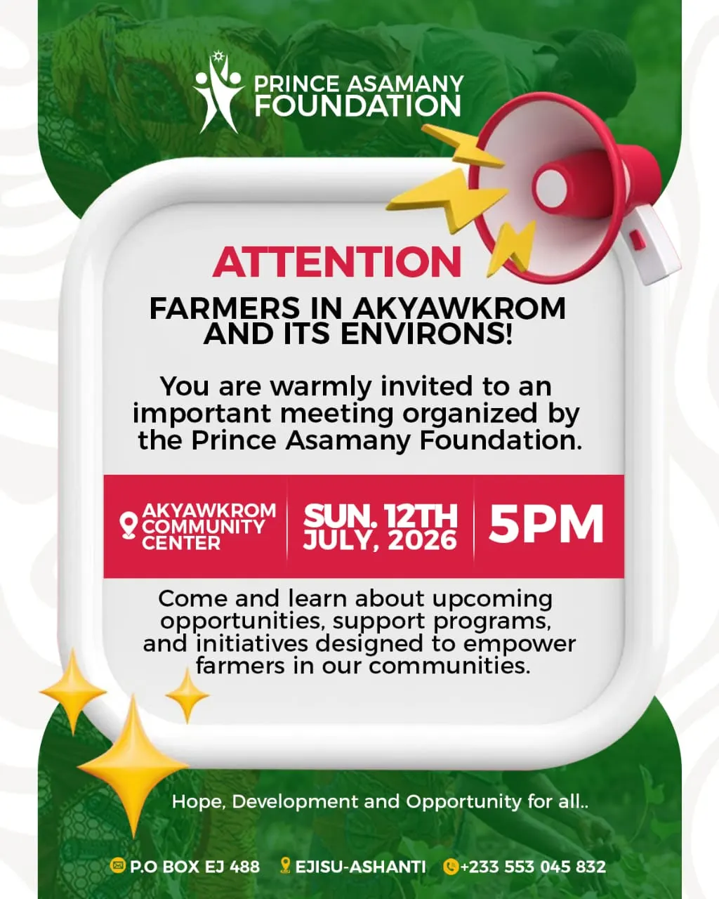Official event flyer for the Farmers in Akyawkrom and its environs